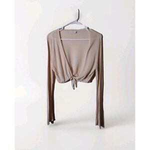 Thanne Sweater Small Knit Cropped Tie Waist